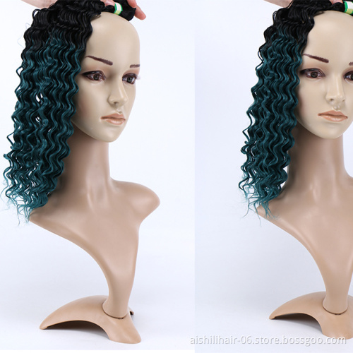 AiShiLi Hair Factory Wholesale Two-Tone  Ombre Deep Wave Crochet Braids Heat Resistant Synthetic Hair Extension Wig